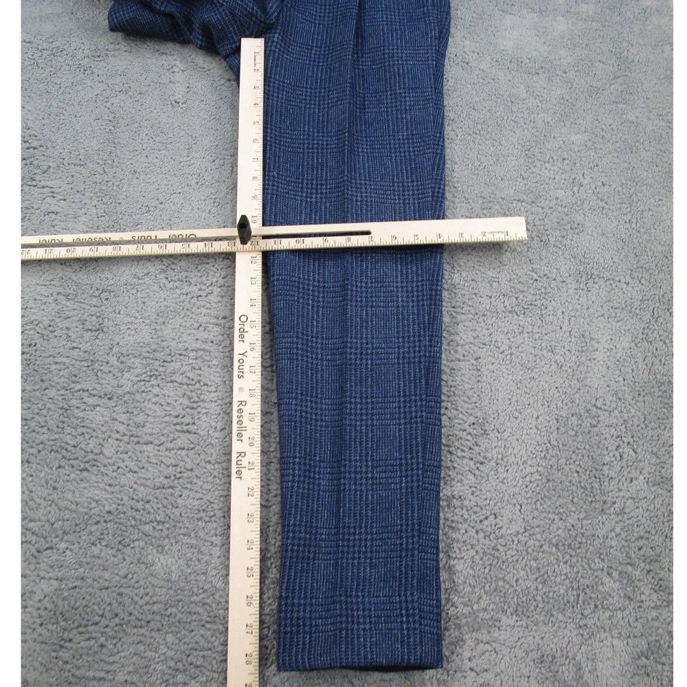 Suitsupply Brentwood Blue Glen Check Wool Linen Pleated Trousers Mens 36S